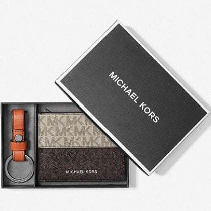 Michael Kors Color-Block Logo Billfold Men’s Wallet With Keychain